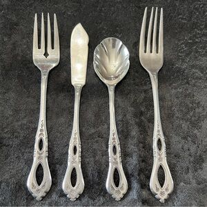 Oneida Northland Schubert Pierced Silverware Salad Dinner Forks Sugar Butter